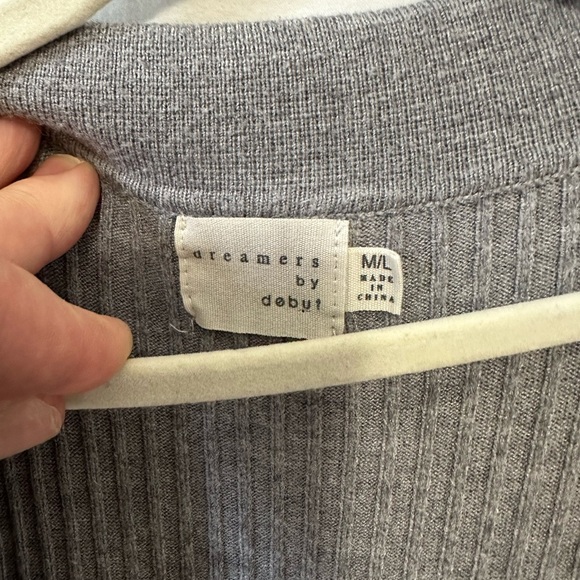 Dreamers by Debut Gray Ribbed Collard Knit Dress with small slit size M/L - Picture 4 of 12